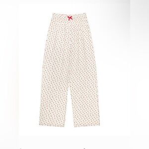 Happy Camper White Floral Pajama Pants with Bow 95% recycled poly 5% spandex